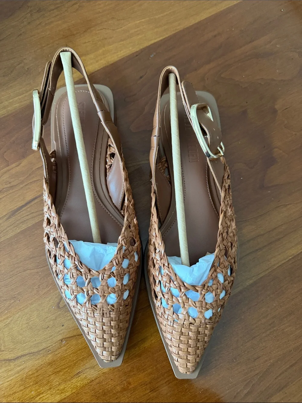 Steve Madden Shay Woven Slingback Flats - Cognac Brown